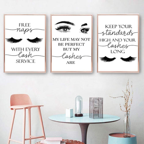 Beauty Salon Wall Decor Eyelashes Guide Poster Makeup Wall Art Decor Esthetician Gift Canvas Print Lash Bundle Fashion Wall Art Modern Artwork for...