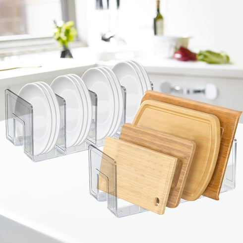 Marte Vanci Clear Acrylic File Sorter, Sturdy Desk File Organizer Shelf Book Holder Purse Handbag Clutch Divider File Folder Rack for Letter Cookb...