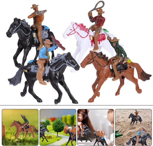 Western Figures, Model Action Figures, Horse Riding Plastic Indians Figurines Figures Playset, 8 Pieces...