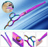 Safety Round-tip Scissors Set Professional PET Dog Grooming Coated Titanium Scissors Suit Cutting&Curved&Thinning Shears (Rainbow)...