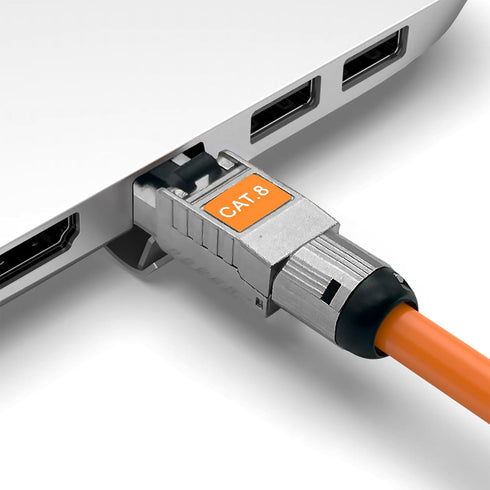 Cat6a and Cat8 Ethernet Connectors,Tool-Free Pass Through Rj45 Shielded Plug, Fast Field Installation (connector 2-pack)...