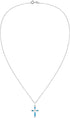 AeraVida Elegant X Cross Simulated Turquoise Inlay .925 Sterling Silver Pendant Necklace...