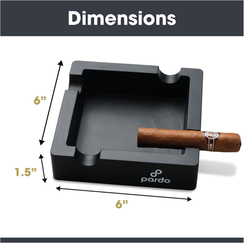 Pardo Cigar Unbreakable Cigar Ashtray for Outdoors- Large Ring Gauge Designed - Square Matte Black - Ideal for Large Cigars - Indoor/Outdoor Use -...