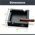 Pardo Cigar Unbreakable Cigar Ashtray for Outdoors- Large Ring Gauge Designed - Square Matte Black - Ideal for Large Cigars - Indoor/Outdoor Use -...