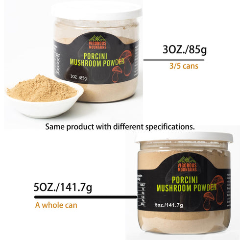 VIGOROUS MOUNTAINS Dried Porcini Mushroom Seasoning Powder for Cooking, Salt Free Beef Broth Powdered Sauce Add Instant Flavor and Depth to All Yo...