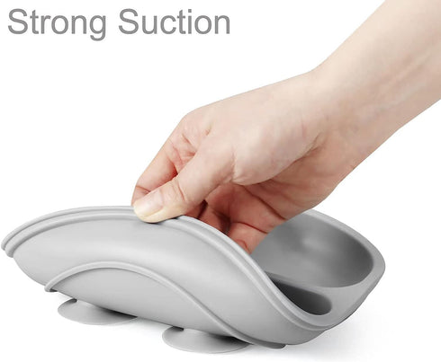 PandaEar Silicone Baby Feeding Set| 2 Pack Silicone Divided Suction Plate with 2 Pack Spoons | Baby Led Weaning Supplies Self Feeding Eating Utens...