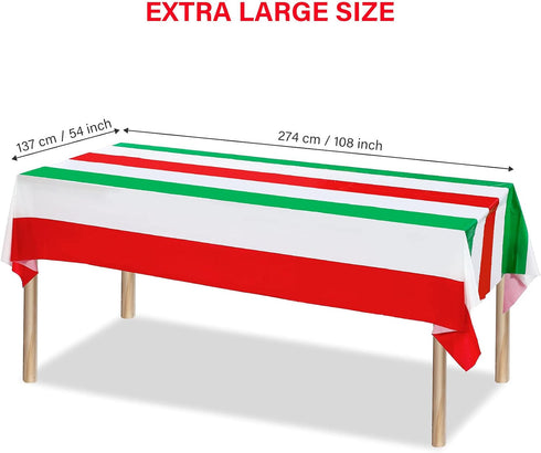 3 Pieces Italian Flag Rectangular Tablecloth Decorations Plastic Red White and Green Italian Flag Design Table Cover for Party Family Gathering Ki...