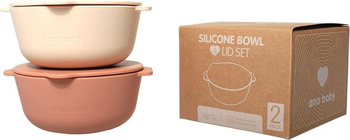 2 Pack Silicone Bowls with Lids, for Babies and Toddlers, BPA Free, Dishwasher, Microwave, and Freezer Safe...