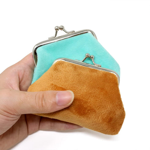 Honbay 4PCS Corduroy Fluffy Artificial Fur Candy Color Coin Purse Kiss Lock Change Purse Fashion Trinkets Pouch Small Women Wallet Clutch Purse...