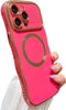 for iPhone 14 Pro Max Case Magnetic,for Women Girls Soft Cute Wave Frame Curly Shape Love Heart Luxury Plating Phone Case Compatible with MagSafe ...