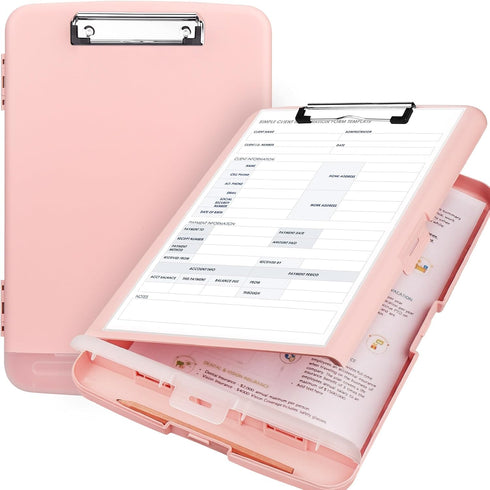 Clipboard with Storage, Plastic Clipboards 8.5x11 with Pen Holder, High Capacity Nursing Clipboard Folder, Side Opening Storage Clip Board for Off...