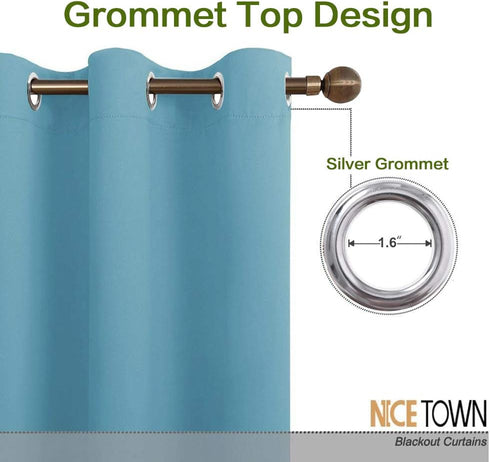 NICETOWN Kitchen Blackout Window Curtain Panel Home Fashion Thermal Insulated Solid Grommet Room Darkening Drape for Apartment (Teal Blue, 1 Panel...