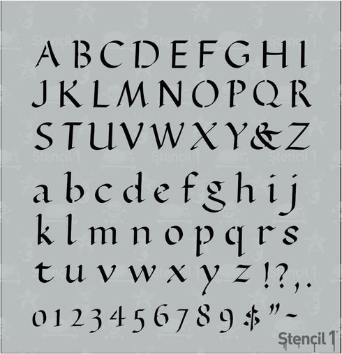 Stencil1 Letter Stencils 1/2" - Old English Calligraphy Letters & Numbers - Mylar Uppercase and Lowercase Alphabet for Hand Painting, Drawing & Cu...
