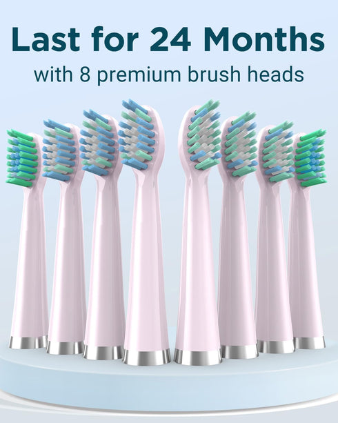 M5 Sonic Electric Toothbrush for Adults - Rechargeable Electric Toothbrushes with 8 Heads & Travel Case, Power Electric Toothbrush with Holder, 3 ...