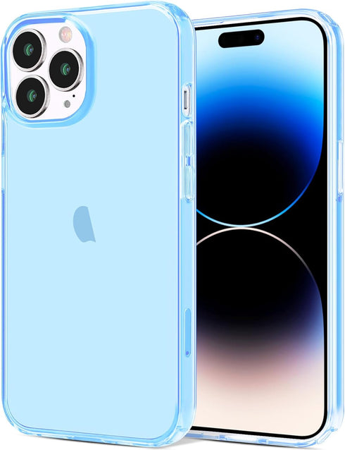 JJGoo Compatible with iPhone 14 Pro Case, Clear Soft Shockproof Protective Slim Thin Bumper Cover Transparent Phone Case, Translucent Blue...