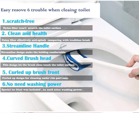 Toilet Brush Bowl Brush Bathroom Brush Under Rim Toilet Brush Scracth-Free Curved Good Grip Easy to use deep Cleaning No Scratching, Anti-Splashin...