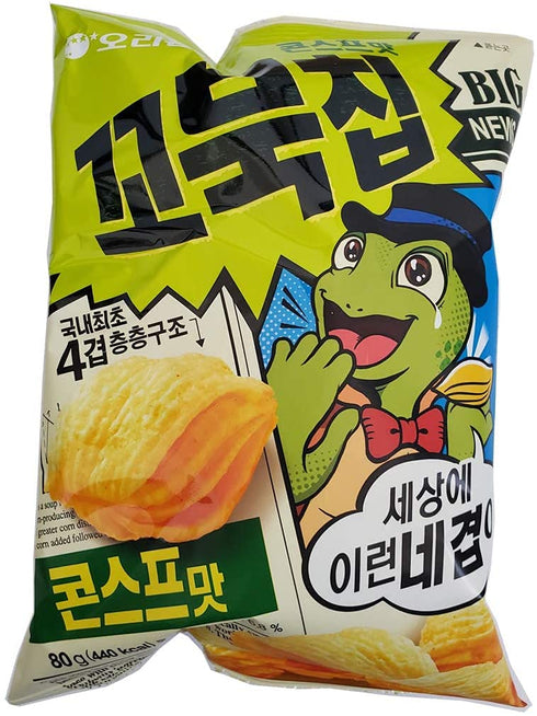 Korean Orion New Four Layers Turtle Chips Corn Soup Flavor 3 Packs...