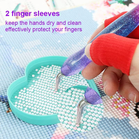 16pcs Silver Metal Tips Diamond Painting Pen Kits, 6pcs Stainless Steel Tips, 6 Glue Clays, 2 Finger Sleeves , 5D Diamond Painting Accessories Too...