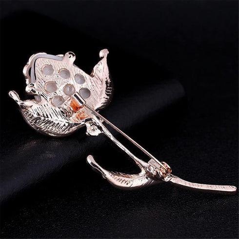 Rose Flower Brooch Elegant Shining Crystal Flower Brooches Opal Stone Rhinestone Lapel Pin for Wedding Bouquet Christmas Party Valentine’s Day Gif...