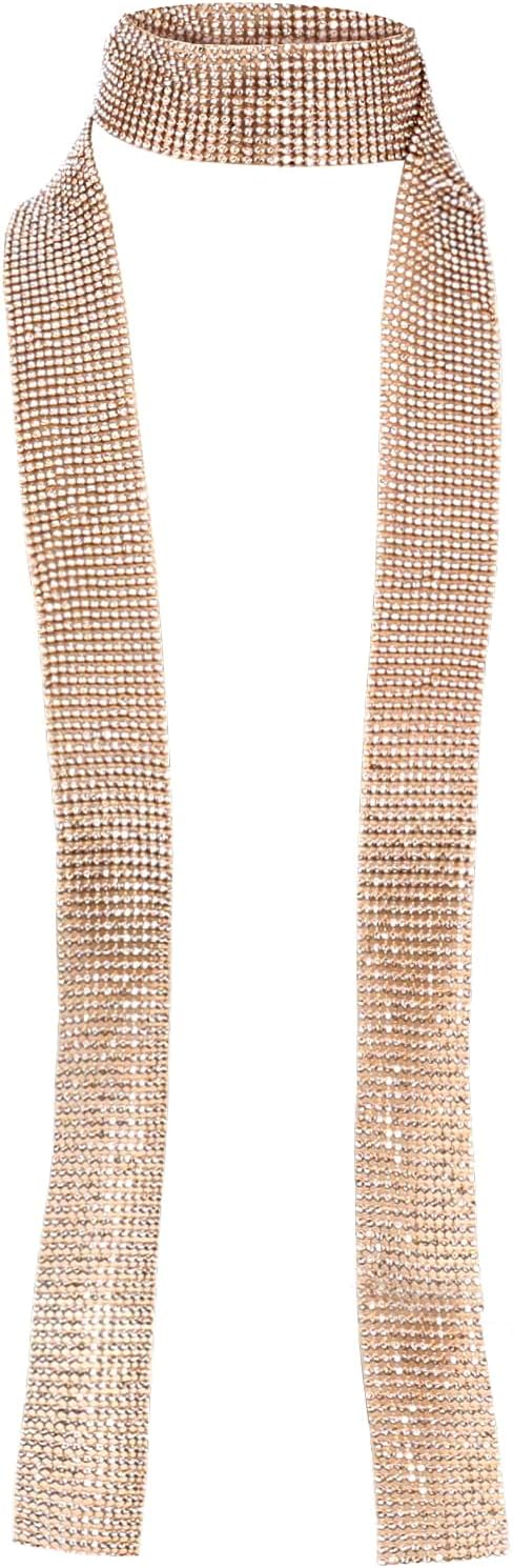 Surblue Women Sequins Neck Tie Scarf Sparkling Metallic Neckerchief for Evening Party Dresses Wedding Party...