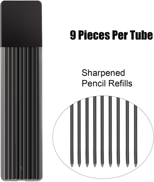 JOVITEC 21 Pieces 2.0 mm Mechanical Pencil Set, 9 Pieces Automatic Pencils and 12 Cases Refills (Color and Black) for Draft Drawing, Writing, Craf...