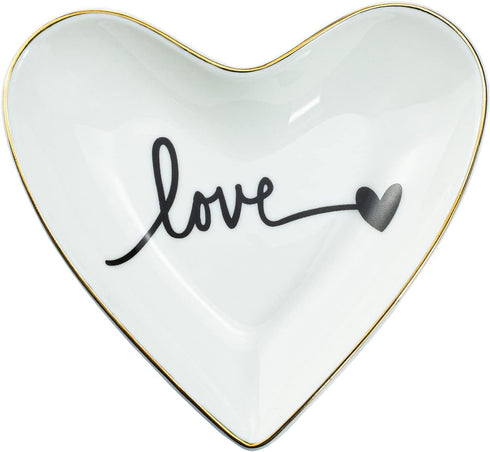 CHOOLD Original Ceramic Heart Shape Ring Dish Holder Jewelry Tray Dish Trinket Holder Jewelry Holder Home Decor Dish Wedding Birthday Xmas Gift...