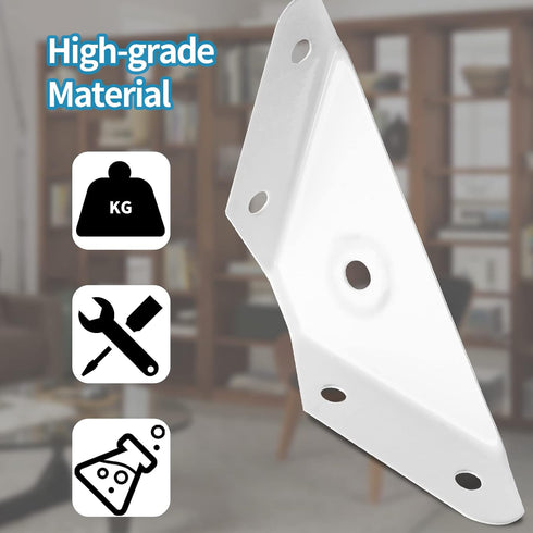 12 Pcs Corner Bracket Metal Corner Brace Corner Support Trapeziform Angle Code, Cabinet Countertop Brackets for Wood Chair, Box, Desk (White)...