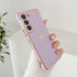 phylla Compatible with Samsung Galaxy S21 FE 6.4” 5g Phone Case Luxury Plating Cute Love Heart Side Small Pattern Case Full Camera Protection Soft...