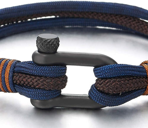 COOLSTEELANDBEYOND Men Women Steel Screw Anchor Shackle Nautical Sailor Rope Wristband Wrap Bracelet...