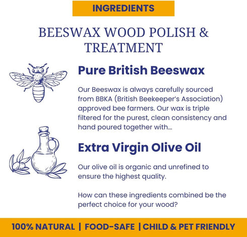 Beeswax Furniture Polish & Conditioner for Wood - (Natural, 10.5 Fl Oz) Enhances the Natural Beauty of Wood. Seals & Protects any Wooden Surface...
