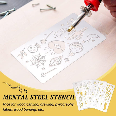 FINGERINSPIRE 4 Pcs Magic Theme Metal Stencils Template, Stainless Steel Drawing Painting Stencils for Card Making Scrapbooking DIY Etched Dies Ha...