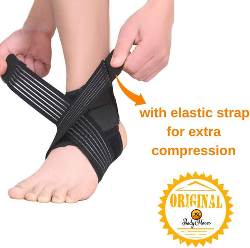 BodyMoves Kid's Ankle brace support PLUS Hot and Cold Ice Pack (Active Blue, MED for Big KIds (US 3.5-7))...