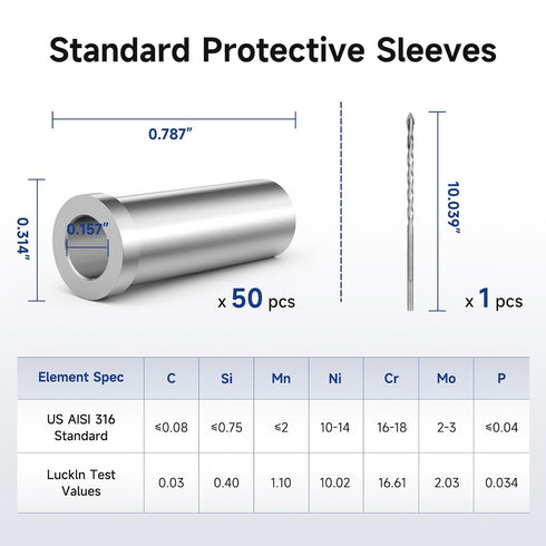 LuckIn Cable Railing Kit, 50 Pack T316 Stainless Steel Protector Sleeves Cable Railing Hardware for 1/8" Wire Rope, Cable Railing System for Stair...