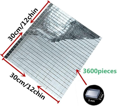 Real Glass Silver Mirrors Mosaic Tiles Sticker for Craft Square Glass Tiles Self Adhesive,3600pcs 5mm by 5mm...