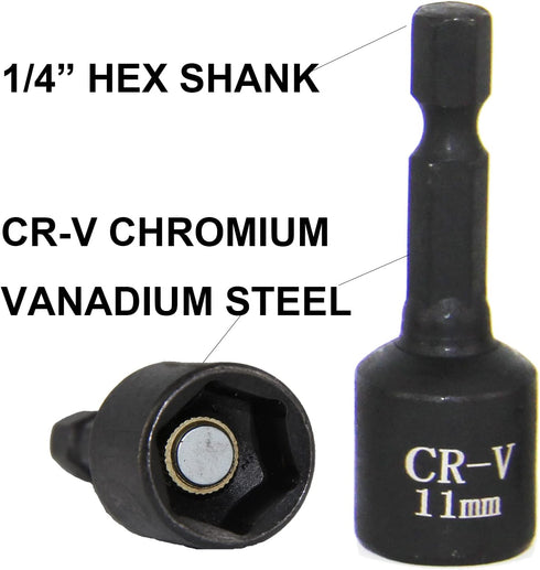 14PC Power Magnetic Nut Driver Drill Bit Set Socket Bit Adapter metric&SAE Socket for Wrench Screw 1/4" Driver Hex...