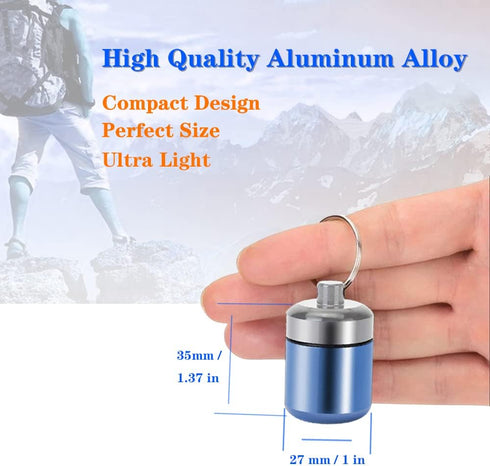 Pill Holder Keychain Container,Portable Aluminium Alloy Waterproof Pill Boxes for Purse Pocket,Small Pill Cases for Outdoor Travel Camping Daily U...