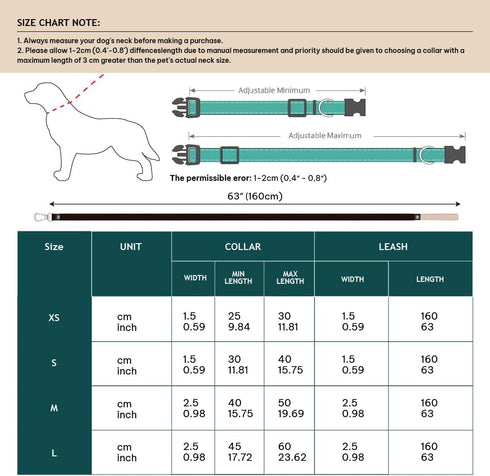 Dog Combo premium Collar & Leash, dog collar, Dog leash, Durable metal buckle set, Fashionable recycled webbing, Attachable D-ring, Adjustable siz...