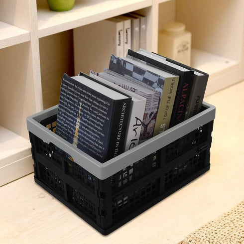 16 L Plastic Folding Storage Crates, Collapsable Plastic Crate, 2 Packs...