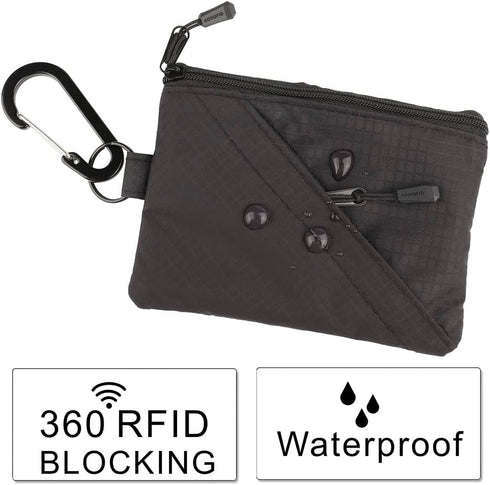 Lanyard Slim Minimalist Wallet for Men Women with RFID Blocking protector Wallets travel security Card Holder for Water-resistant Keychain Purse(B...