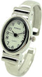 Ladies Small Oval Case Metal Bangle Cuff Fashion Analog Quartz Watch White Dial with Easy to Read Black Numbers...