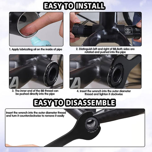 Bicycle Wrench Bottom Bracket Spanner Carbon Steel Install Removal Spanner Wrench Black Bicycle Axle Wrench Tool for Shimano Hollowtech 2?22CM Len...