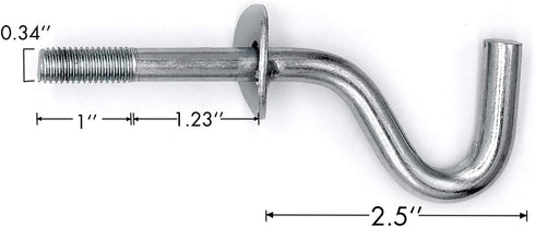 Zinc Heavy-Duty Replacement Hooks Holding Hammock Fit 3/8 Inch Dia. 1-1/4 to 2 Inch Long Hole on Hammock Stand - 2 Packs...