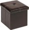 B FSOBEIIALEO Folding Storage Ottoman, Faux Leather Footrest Seat Coffee Table Toy Chest Kids, Brown 11.8"x11.8"x11.8"...