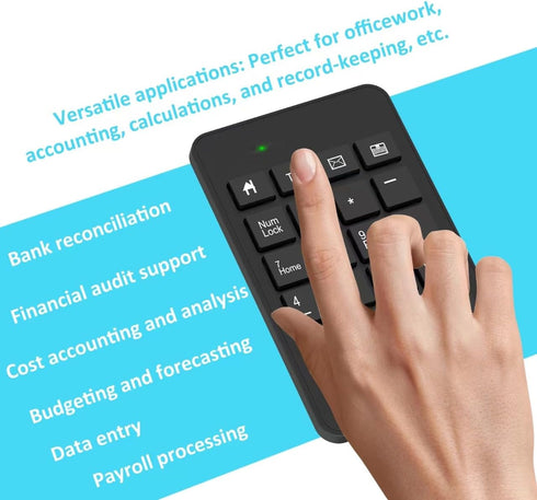 Wireless Number Pad with Battery, Enhanced Efficiency with 23 Keys Numeric Keypad Upgraded Version of 10 key USB Keyboard Financial Accounting Num...