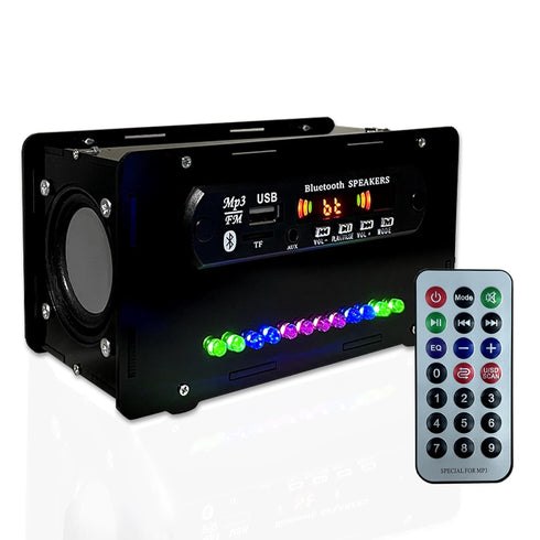 EIELE Soldering Practice kit Multi-Function Speaker AUX TF Playback Voice-Activated Level Indicator Dual Channel Speaker Education Black case Spea...