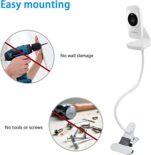 Screwless Baby Monitor Mount for HelloBaby Baby Monitor HB50(15.7in Gooseneck Clip)...