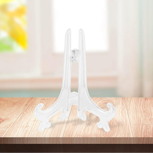 24 Pcs 4 Inch Clear Plastic Easels Plate, Picture Frame Stand Holder Acrylic Display Easels, Baseball Card Display Stand...