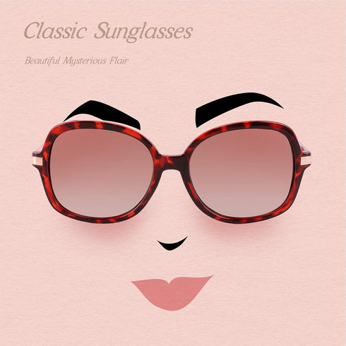 FEISEDY Classic Womens Elegant Polarized Sunglasses Ladies Wide Square Sunglasses Shades B2683...