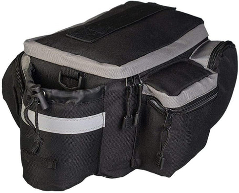 Bike Pannier Bag - Durable & Waterproof Nylon with Reflector Handbag | Shoulder Strap Rack Rear Trunk Tote Bag | Zipper Pockets & Bottle Case...