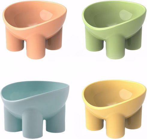 Cat Bowls Elevated Macaron Color Protects The Neck from Upsetting Plastomer Tilted Food and Water Bowl,Elevated Dog Bowls for Small Dogs (Turq)...